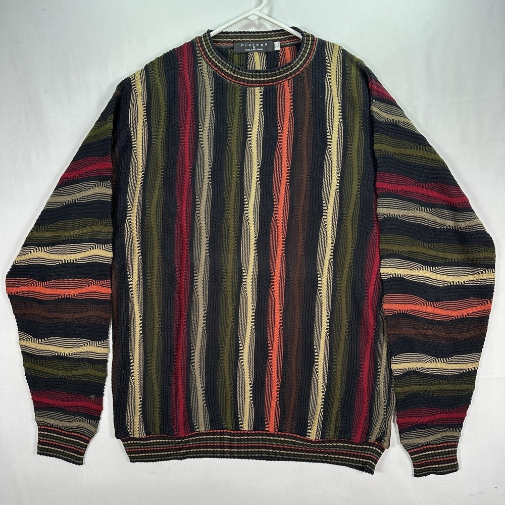 Vintage Protege Collection Sweater Mens XLT‎ Multicolor 3D Knit Coogi Style 90s